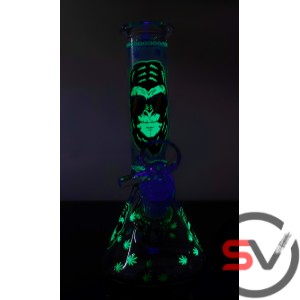 GORILLA WITH LEAF GLASS BEAKER With ICE CATCHER 8inch (GLOW IN DARK)